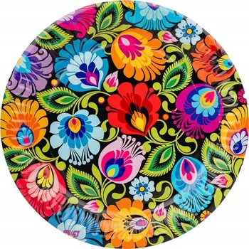 Party nádobí PAPÍROVÉ TALÍŘKY FOLK - 18 cm SADA 6 Ks. - LOVICKÉ ČERNÉ