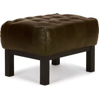 Taburet Masivní taburet Chesterfield Kingsfield z pravé kůže, hnědý