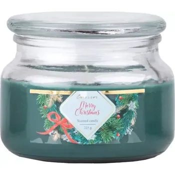 Svíčka Emocio sklo 100x79mm se skleněným víčkem Merry Christ.svíčka