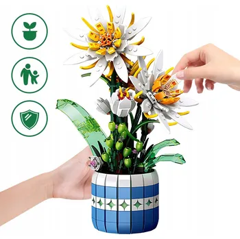 ostatní stavebnice Kwiaty z Klocków – Růže & Sukulenty, Model 835ks, Kompatibilní