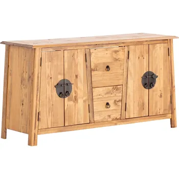 Koupelnový nábytek Masivní umyvadlová skříňka Rangún z borovice, lakovaná, hnědá – 140×45×75 cm