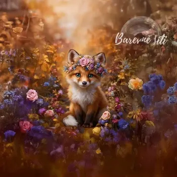 Úplet, Lištička s květinovou čelenkou, panel (E) (Top kvalitní úplet Bella)