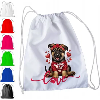 Obraz BÍLÝ SÁČEK DO ŠKOLKY, ŠKOLY, NA TV - SRDÍČKA PEJSEK PES