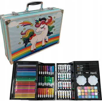 Výtvarná sada SADA NA MALOVÁNÍ V UMĚLECKÉM KUFRU ŠKOLNÍ VÝBAVA XXL PASTELKY BARVY