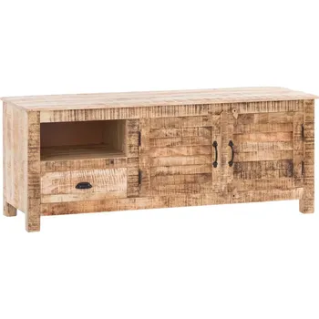 Televizní stolek Masivní TV stolek Caribou z mangového dřeva, lakovaný, přírodní barva – 150×50×60 cm