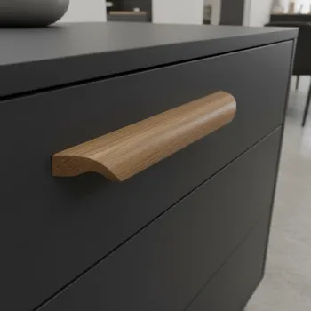 Nábytkové kování Interex design Dřevěná úchytka BOLZANO / Dub lakovaný 64 mm