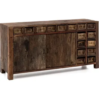 Příborník do zásuvky Masivní příborník Madurai II z recyklovaného dřeva, nezpracovaný, hnědý – 150×40×75 cm