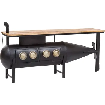 Koupelnový nábytek Masivní podumyvadlová skříňka z recyklované borovice, lakovaná, černá – 184×43×78 cm