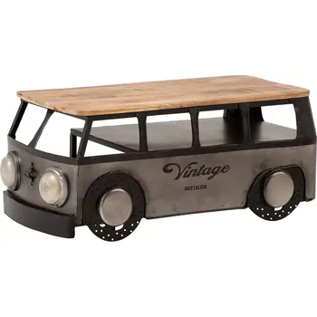 Konferenční stolek Masivní konferenční stolek Camper z kovu a dřeva, lakovaný, šedá barva