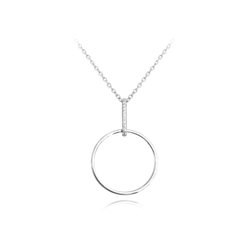 Náhrdelník MINET Kruhový stříbrný náhrdelník s bílými zirkony
