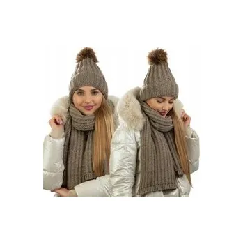 Čepice Dámský set módní ČEPICE , teplý zimní šátek Vyrobeno Polské 23508