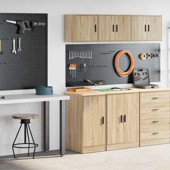 Dílenský stůl vidaXL Garážové skříně 2 ks kompozitní dřevo [3328302] Barva: dub sonoma