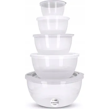 Sada 5 kuchyňských misek s víkem pro míchání a mixování, béžové