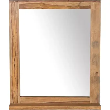 Zrcadlo Masivní koupelnové zrcadlo Leeston z palisandru, lakované, hnědé – 68×13×78 cm