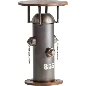 Toaletní stolek Masivní toaletní stolek Bolton z mangového dřeva a kovu, lakovaný, stříbrný – kulatý