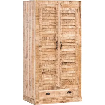 Šatní skříň Masivní šatní skříň Caribou z mangového dřeva, lakovaná, přírodní barva – 90×60×180 cm