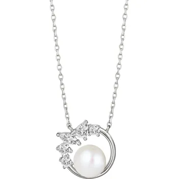 Náhrdelník Preciosa Stříbrný náhrdelník Innocence s říční perlou a kubickou zirkonií Preciosa 5384 01
