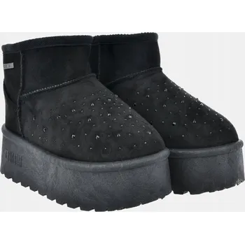 Dámská zimní obuv SNĚHULE Z EKO SEMIŠE ZDOBENÉ NA PLATFORMĚ BIG STAR OO274A105 ČERNÉ 36