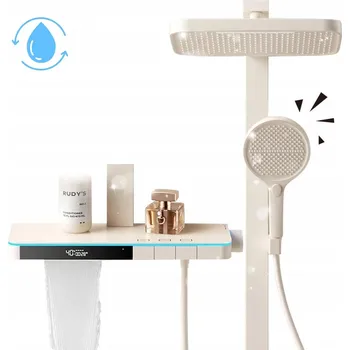 Sprchový set SPRCHOVÝ PANEL S BATERIÍ, HLAVOVOU SPRCHOU A SMART DISPLEJEM ŠETŘÍCÍ VODU