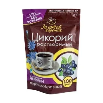 Káva ZLATÝ KOŘÍNEK: Rozpustná cikorka s borůvkou (bez kofeinu) 100g D277