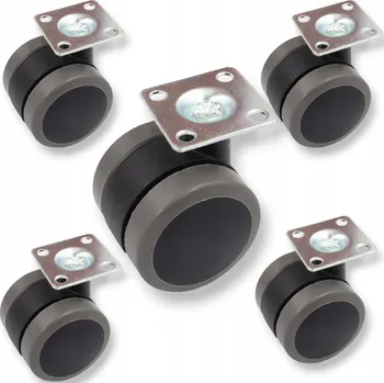 Pojezdové kolečko 5x Nábytkové kolečko fi 50 mm Otočná kolečka pogumovaná 40 kg pro křeslo komodu