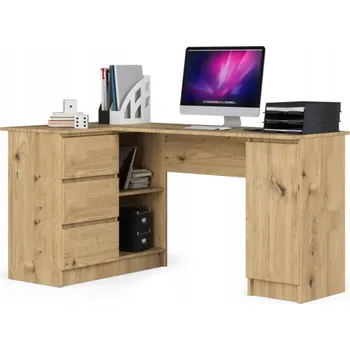 Psací stůl Rohový psací stůl Akord dub artisan 155 cm 85 cm 77 cm 3 zásuvky 4 police
