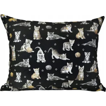 Povlak na dekorativní polštářek Povlak 50x70 Dětský Bavlněný Kočky Tlapky Černý Oboustranný