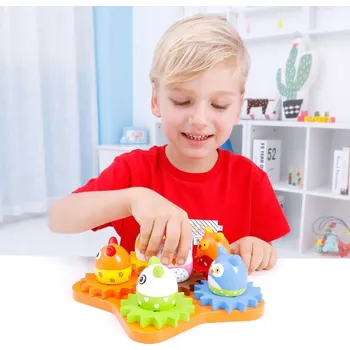 Dřevěná hračka DŘEVĚNÉ STAVEBNICE OZUBENÁ KOLA SKLÁDAČKA ZVÍŘÁTKA LOGICKÝ TŘÍDIČ