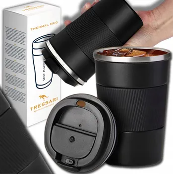 Termohrnek Kubek termiczny duży 510 ml termoska TRESSARI na kávu čaj vzduchotěsný černý