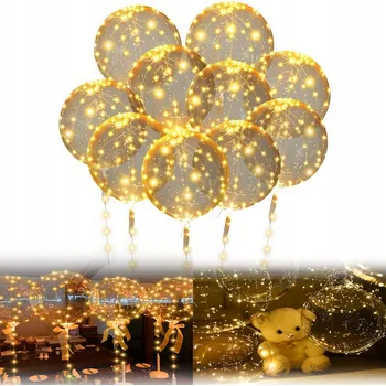 Balónek LED SVÍTÍCÍ BALÓNKY PRŮHLEDNÝ SVÍTÍCÍ BALÓNEK NA SVATBA Balónky 10 Ks.