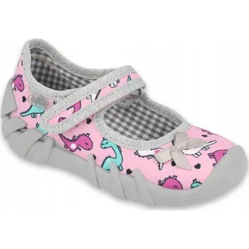 Dívčí bačkory Baleríny Befado velikost 20 pro dívku, růžové dinosauři, pohodlné