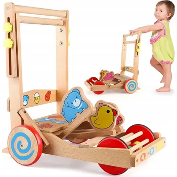 Odrážedlo DŘEVĚNÉ CHODÍTKO ODRÁŽEDLO EDUKAČNÍ PRO DĚTI NASTAVITELNÉ SKÁKAJÍCÍ ZVÍŘÁTKO