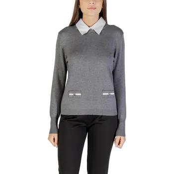 Dámský svetr Šedý svetr s bílým límcem Morgan De Toi černá | bílá | šedá 3490296