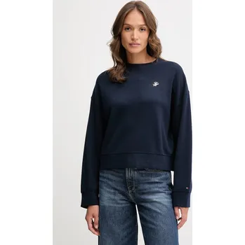 Dámská mikina Mikina Tommy Hilfiger dámská, tmavomodrá barva, hladká, WW0WW46152 59X, vel. XXL