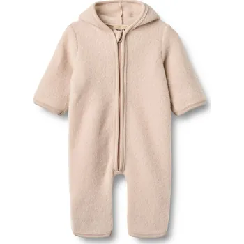 Kojenecký overall Merino overal dětský s kapucí Wheat - pale lilac Velikost: 62