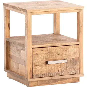 Noční stolek Masivní noční stolek z borovice, lakovaný, přírodní barva – 40×40×50 cm