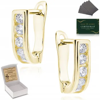 Náušnice ZLATÉ NÁUŠNICE PRO DÍVKU + ZIRKONY 585 925 PAMÁTKA K PRVNÍMU SVATÉMU PŘIJÍMÁNÍ