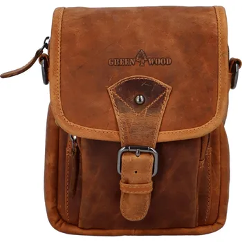 Kabelka Kožená crossbody taška s přezkou Gérard, koňaková
