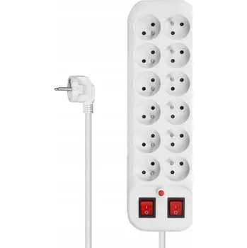 Napájecí kabel Zásuvková lišta DPM PPS51 12 zásuvek 1,8 m bílý