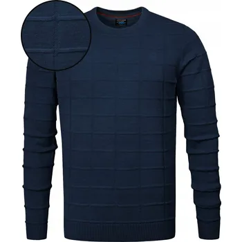 Pánský svetr Elegantní PÁNSKÝ SVETR Klasický TMAVĚ MODRÝ Bavlněný XXL Pako Jeans