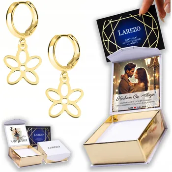 Náušnice Zlaté Náušnice 925 Plíšky s Kytičkami Květiny Kytičky Flowers POTISK