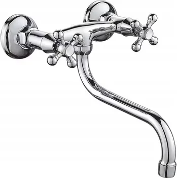 Vodovodní baterie Umyvadlová baterie Aqua stříbrná dvourukojeťová nástěnná s otočným ramínkem