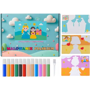 kreativní sada MALOVÁNÍ PÍSKEM Pískové Obrázky 16 Obrázků Sada Princezny