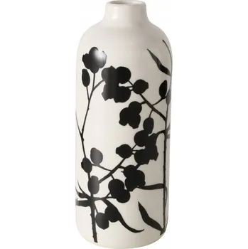 Váza KERAMICKÁ VÁZA RUČNĚ MALOVANÁ 18 CM PRŮMĚR 7,5 CM BÍLÁ