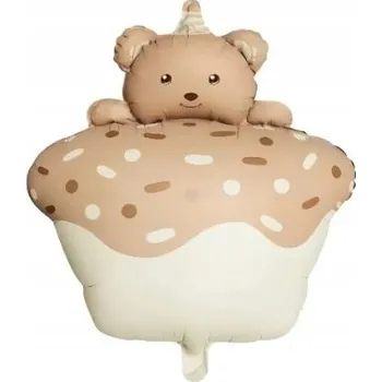 Balónek Fóliový balónek MEDVÍDEK s KOBLÍŽKOU, pastelový, dekorace na první narozeniny, VELKÝ, na HELIUM, 72 cm