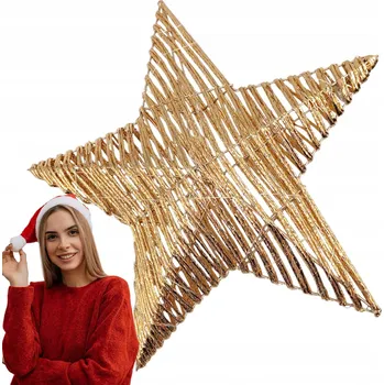 Vánoční dekorace VÁNOČNÍ LED HVĚZDA ZLATÁ PLETENÁ DEKORACE 29 CM