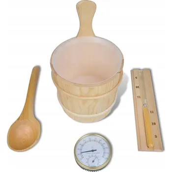 Sada příslušenství do sauny vidaXL, vědro s vložkou, naběračka, přesýpací hodiny