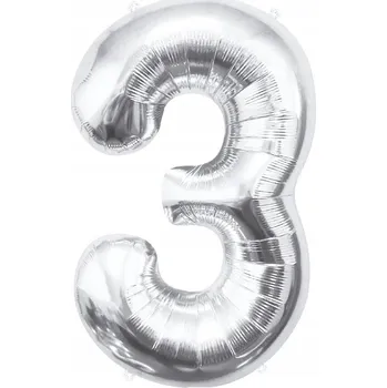 Balónek Balónek Číslice Číslice 3 Narozeniny Stříbrný 85 cm