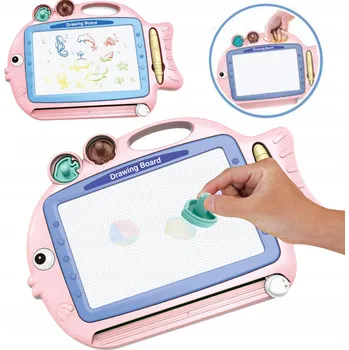 Kancelářský nábytek BAREVNÁ MAGNETICKÁ TABULE ZMIZÍK RŮŽOVÁ RYBKA NA KRESLENÍ RAZÍTKA