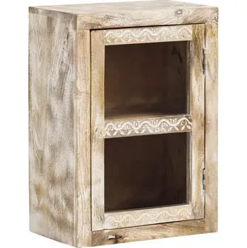 Koupelnový nábytek Masivní nástěnná skříňka Bitna z mangového dřeva, lakovaná, přírodní barva – 43×25×60 cm